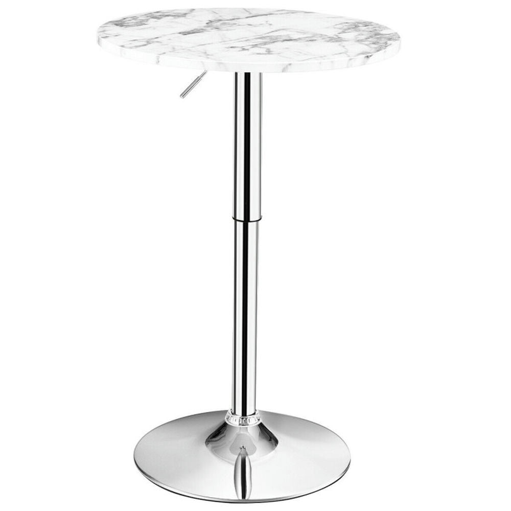 Canddidliike 360° Swivel Cocktail Pub Table with Sliver Leg and Base-White, High Top Table, Kitchen Bar Height Table and Chairs for Dining Room Canddidliike 360° Swivel Cocktail Pub Table with Sliver Leg and Base-White, High Top Table, Kitchen Bar Height Table and Chairs for Dining Room