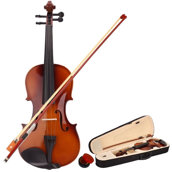 Canddidliike 4/4 Wood Acoustic Violin Starter Kit with Case, Bow and Rosin in Natural