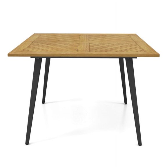 Canddidliike 4-Person Acacia Wood Outdoor Dining Table, Square Outdoor Patio Dining Table for Garden Poolside and Backyard