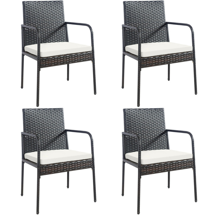 Canddidliike 4 Pieces Patio Wicker Rattan Dining Set with Comfy