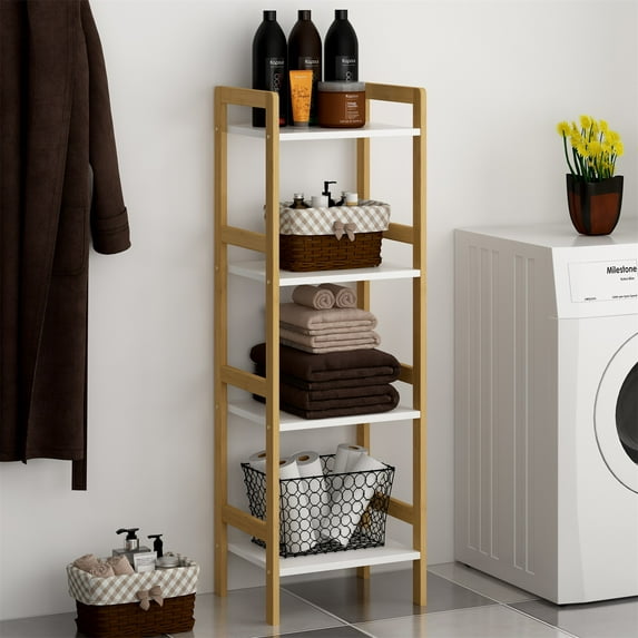 Canddidliike 4-Shelf Floor Shelving for Kitchen, Heavy Duty Storage Shelving Unit Storage Shelf Rack for Pantry in Home & Kitchen, Bookshelf for Classroom Simple Floor Shelving