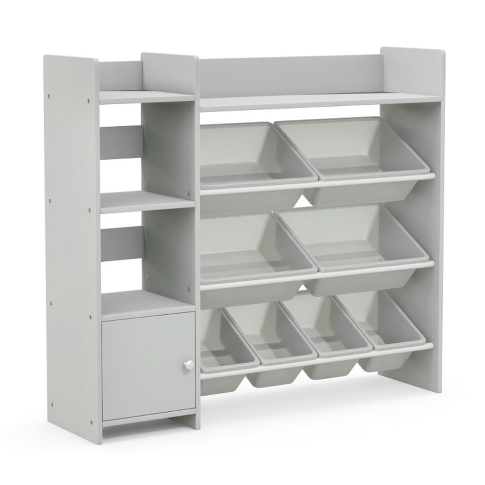Canddidliike 4-Tier Kids Bookshelf and Toy Storage Rack with 8 Toy Organizer Bins-Grey, Toy Storage Organizer for Kids, Boys, Girls, Nursery Canddidliike 4-Tier Kids Bookshelf and Toy Storage Rack with 8 Toy Organizer Bins-Grey, Toy Storage Organizer for Kids, Boys, Girls, Nursery