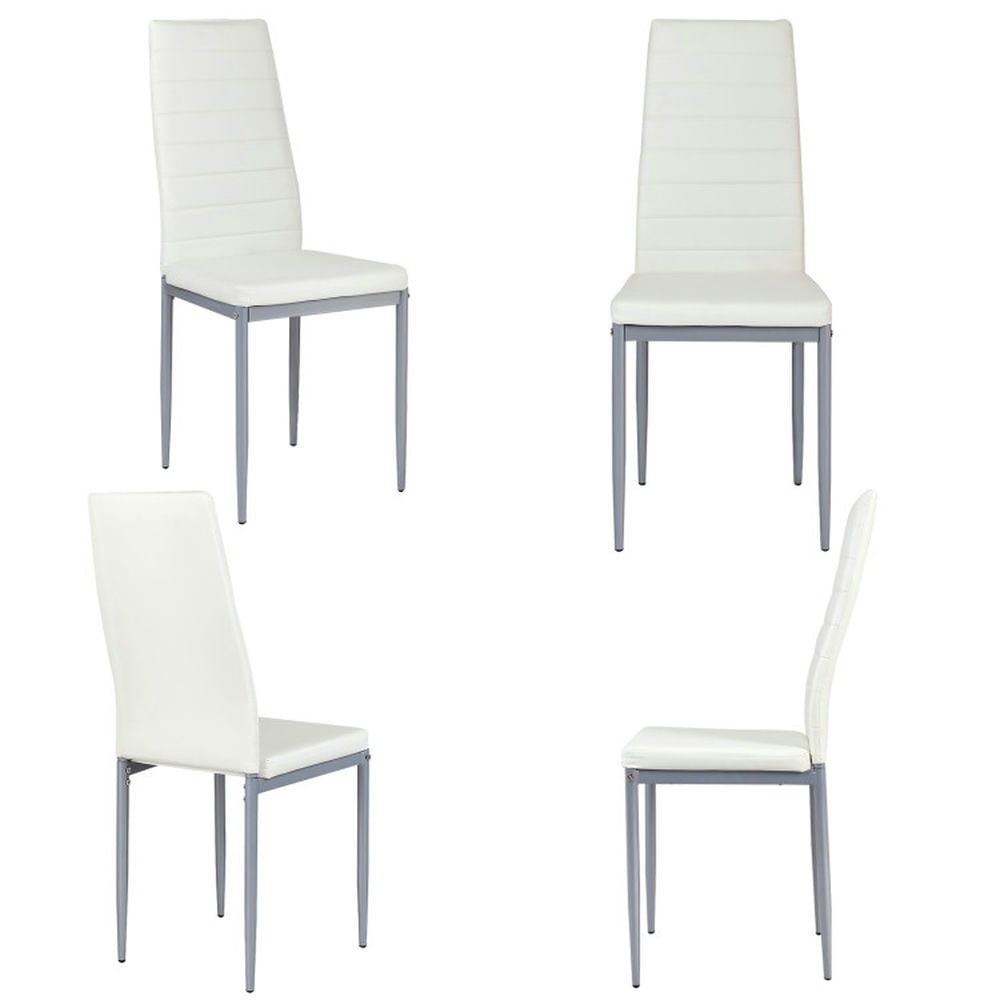 Canddidliike 4 pcs PVC Leather Dining Side Chairs Elegant Design -White, Dining Chairs, Dining Room Chair for Kitchen, Dining, Bedroom, Living Canddidliike 4 pcs PVC Leather Dining Side Chairs Elegant Design -White, Dining Chairs, Dining Room Chair for Kitchen, Dining, Bedroom, Living