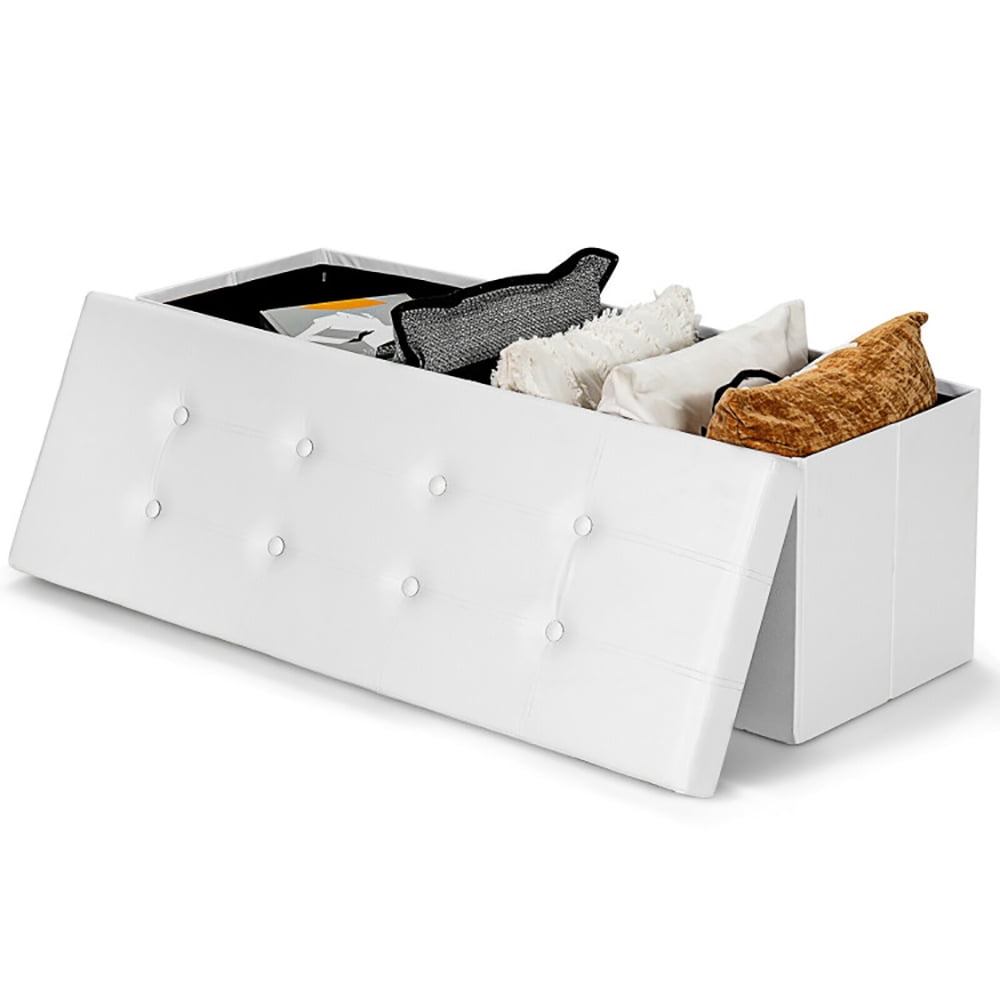 Canddidliike 45 Inches Large Folding Ottoman Storage Seat-White, Canddidliike 45 Inches Large Folding Ottoman Storage Seat-White,