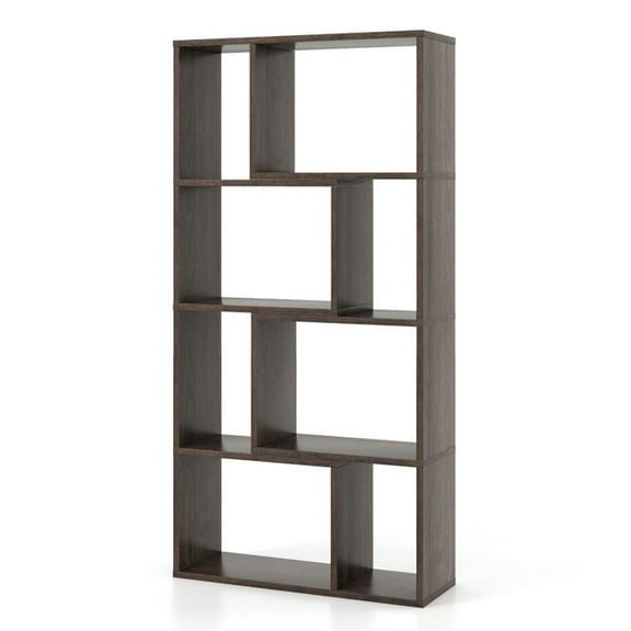 Canddidliike 48 Inch 4-Tier Geometric Bookshelf with 8 Cubes for Living Room Bedroom-Gray, High Bookshelf, Display Storage Rack, Suitable for Home Offices