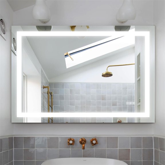 Canddidliike 48x36 Inch LED Bathroom Wall Mounted Vanity Mirrorwith, Makeup Lighted Smart Mirror with Lights, Anti-Fog & Dimming, Transparent