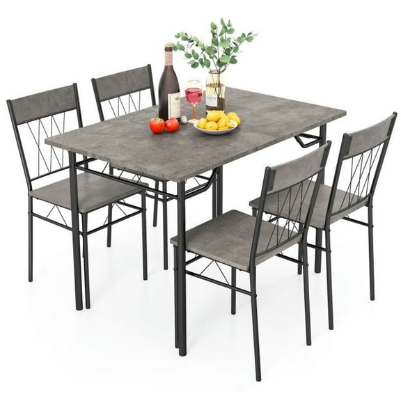Spaco 5-Piece Dining Table Set for 4 with Kitchen Table and 4 Dining Chairs, Kitchen Dining Room Table Set for Kitchen, Restaurant, Dining Room, Gray