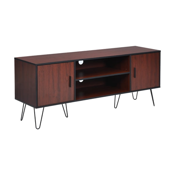 Canddidliike 59 Inches Retro Wooden TV Stand for TVs up to 65 Inches-Brown, Cabinet Media Console with Storage for Living Room Bedroom