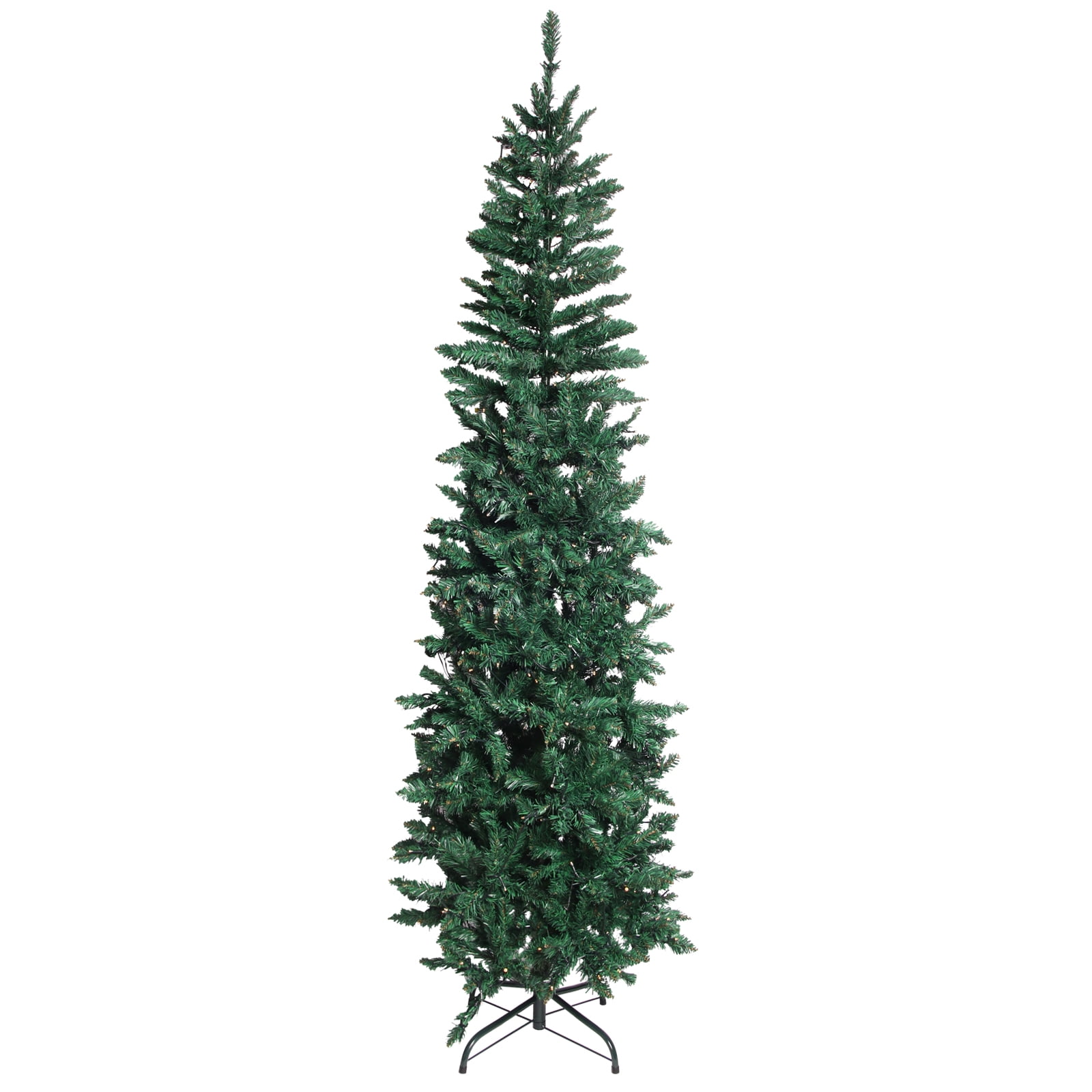 Canddidliike 6.5ft Flocking Tied Pre-lit Artificial Artificial Christmas Tree Includes Stand, Fir Slim - Green