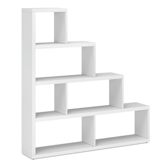 Canddidliike 6 Cubes Ladder Shelf Corner Bookshelf Storage Bookcase-White, Tall Bookshelf, Book Shelves for Living Room, Home Office, Bedroom, Balcony