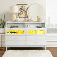 thumbnail image 1 of Canddidliike 6 Drawer Dresser, Drawer Chest of Drawers Tempered Glass Countertop Nightstand with Light, Drawers Storage Organizer for Bedroom Living Room Hallway Entryway, White, 1 of 11