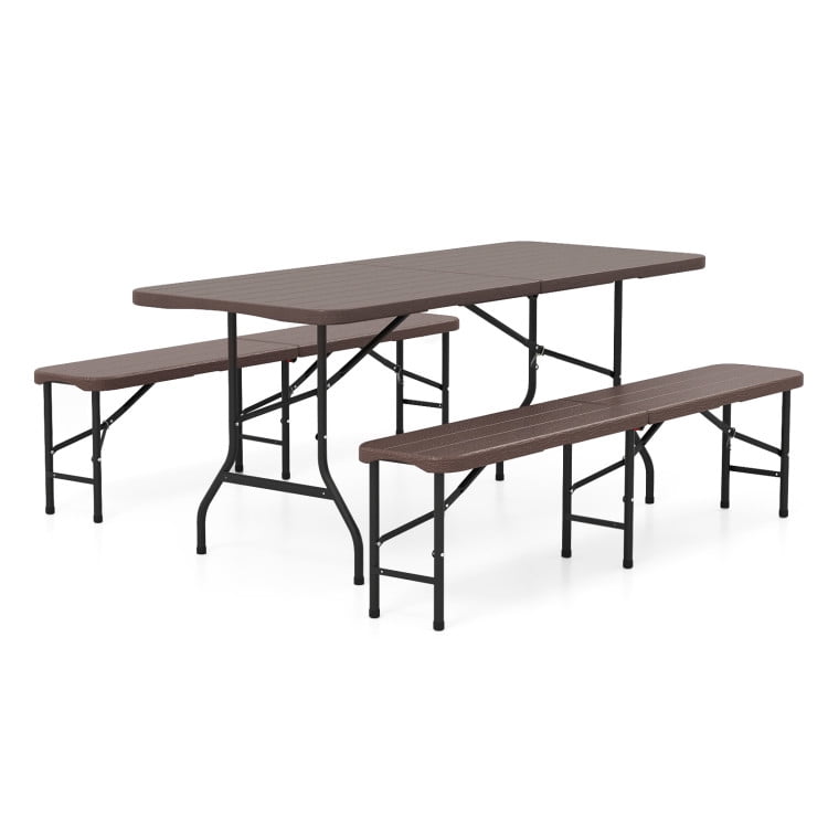 Canddidliike 6 Feet Folding HDPE Bench with 1320 LBS Capacity and Handle Lock, Seating & Patio Chairs for Outdoor, Brown Canddidliike 6 Feet Folding HDPE Bench with 1320 LBS Capacity and Handle Lock, Seating & Patio Chairs for Outdoor, Brown