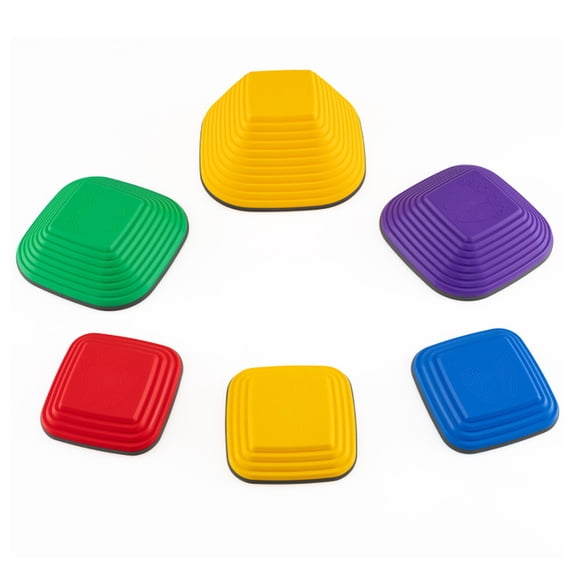 Canddidliike 6-Piece Kids Stepping Stone Square Balance Blocks, Balance Blocks for Indoor Outdoor Use, Multicolor