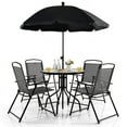 thumbnail image 1 of Canddidliike 6 Pieces Patio Dining Set with Umbrella and Stackable Cushioned Chairs, Outdoor Stackable Dining Chairs for All Weather, Comfortable Breathable Garden Outdoor Furniture for Backyard Deck, 1 of 8