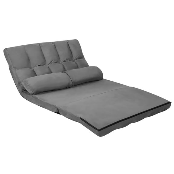 Canddidliike 6-Position Foldable Floor Sofa Bed with Detachable Cloth Cover-Gray, Convertible Futon Couch Bed, Lounge Recliner for Living Room