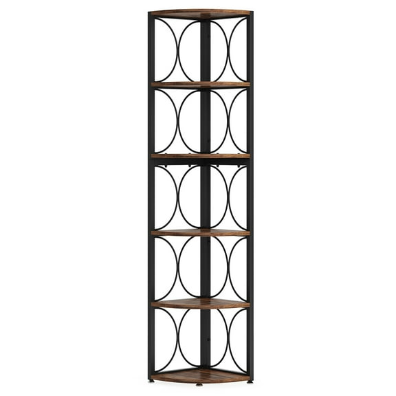 Canddidliike 6-Tier Corner Shelf, 67" Corner Bookshelf Shelving Unit, Bookshelf for Indoor as Home, Brown
