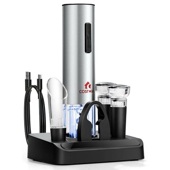 Canddidliike 6-in-1 Electric Wine Bottle Opener Set with Foil Cutter, 6-in-1 Wine Bottle Opener Set for Home Party Bar Outdoor Gift