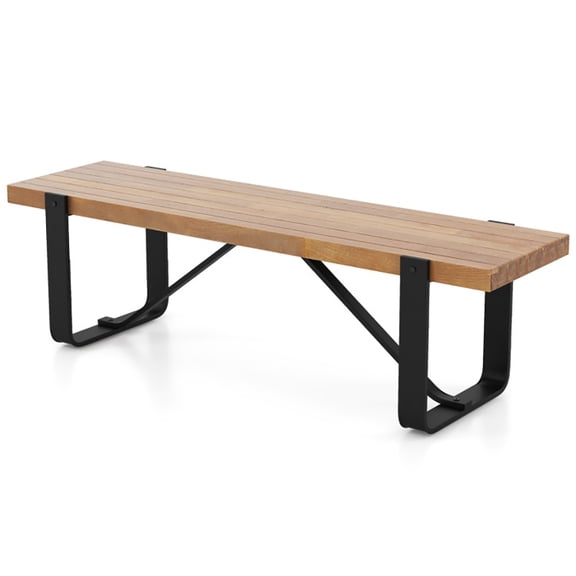 Canddidliike 60 Inch Entryway Bench Rustic Farmhouse Wooden Shoe Rack with Metal Frame-Natural,