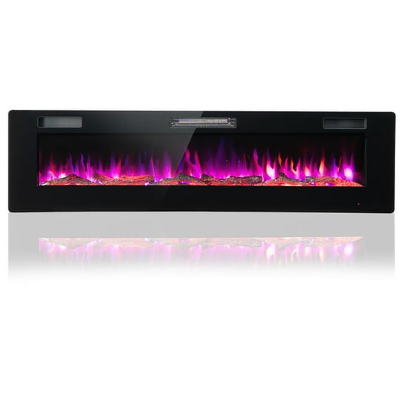 Canddidliike 60 Inches Ultra-thin Electric Fireplace with Remote Control and Timer Function, Electric Fireplace Insert, Recessed & Freestanding
