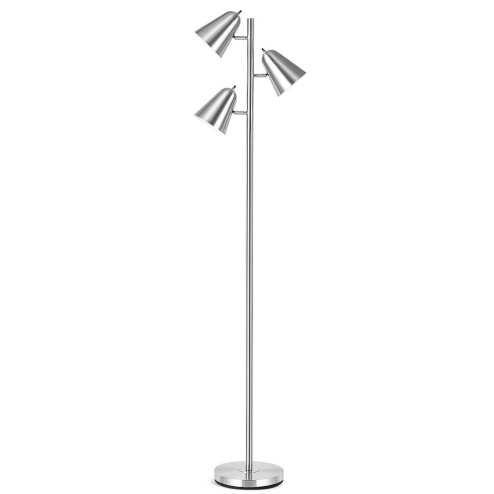 Canddidliike 64 Inch 3-Light LED Floor Lamp Reading Light, Vanity Lights for Living Room Bedroom, Silver