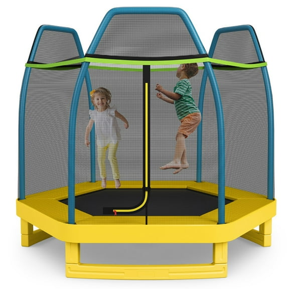 Canddidliike 7 Feet Kids Recreational Bounce Jumper Trampoline-Yellow, Trampoline Outdoor for Kids/Adults,Clearance Trampolines for Indoor/Garden Workout