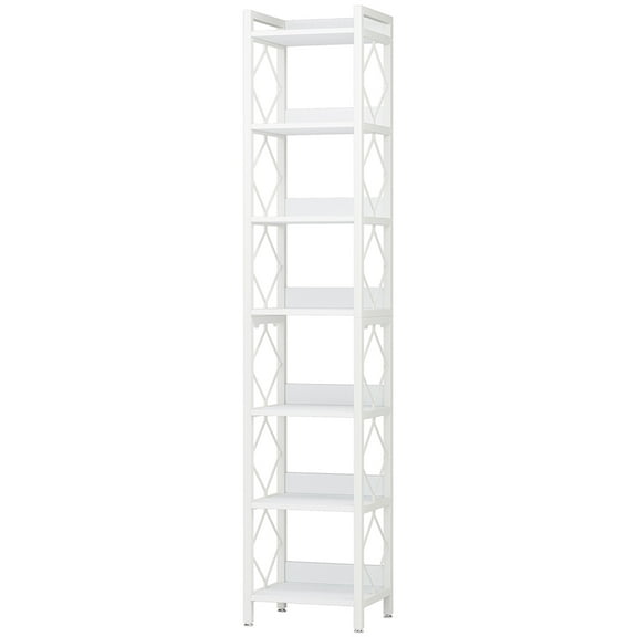 Canddidliike 7-Tier Corner Shelf, 78.7" Narrow Bookshelf Corner Bookcase, Bookshelf for Indoor as Home, White