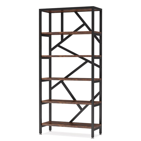 Canddidliike 71" Bookshelf, Industrial Etagere Bookcase 6 Shelf Display Rack, Bookshelf for Indoor as Home, Brown