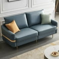 thumbnail image 1 of Canddidliike 73" Mid Century Modern Leather Sofa Couch Love Seats with 2 Pillows,Blue, 1 of 8