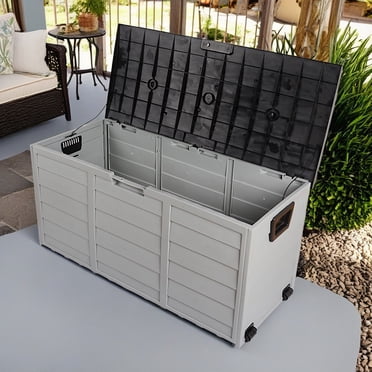 Foldable 75 Gallon Outdoor Storage Box – Waterproof Patio Deck Organizer, 260L, Black