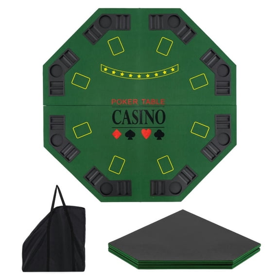Canddidliike 8-Player Foldable Poker Table Top with Carrying Bag, Convenient 48" Poker Tabletop, Green