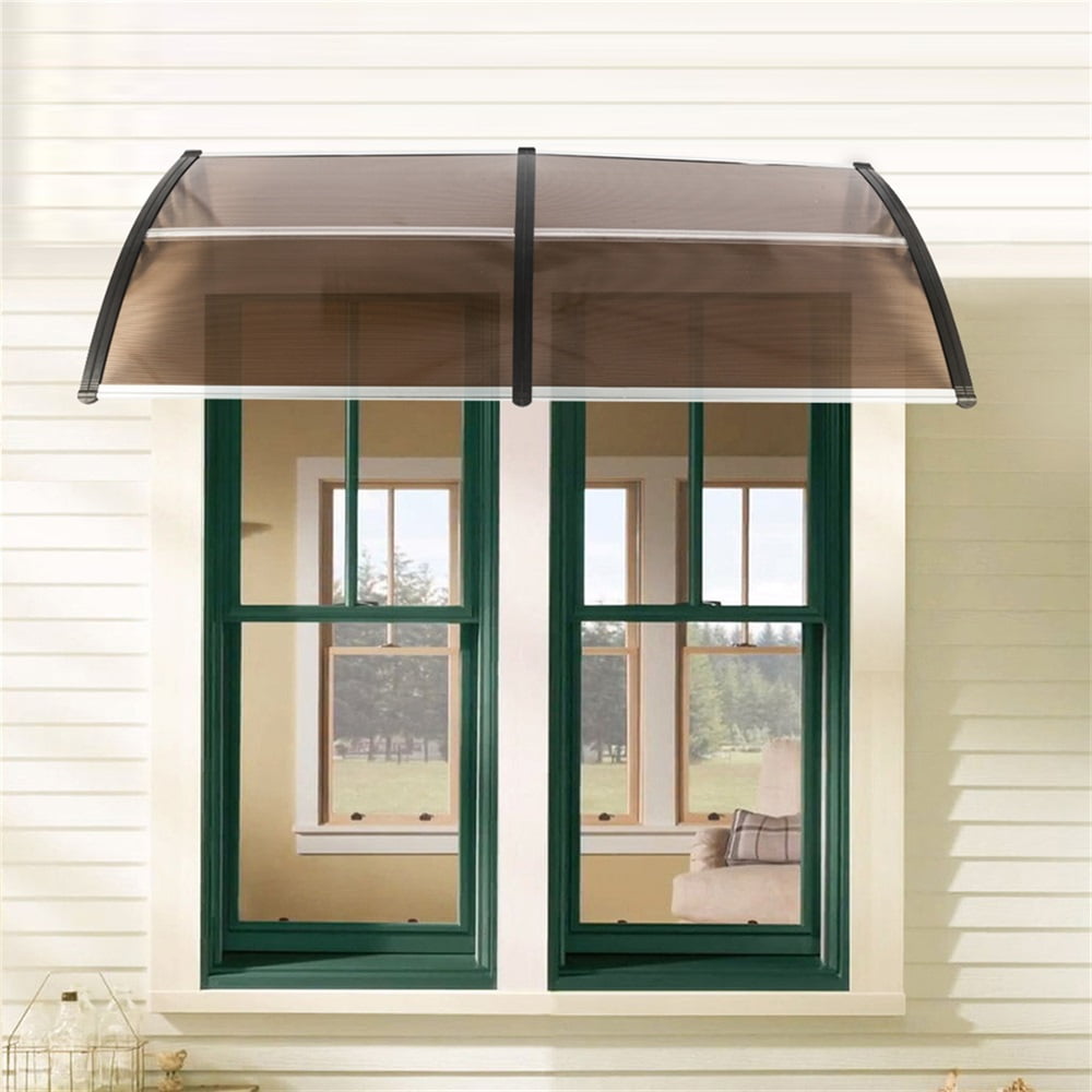 Canddidliike 80"×40" Polycarbonate Window Door Awning Canopy, Awnings for Windows - Brown