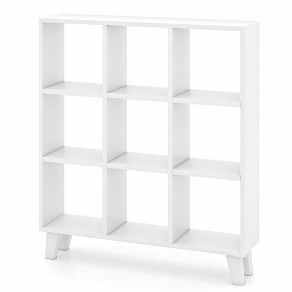Canddidliike 9-Cube Bookcase with 6 Removable Shelves and Raised Support Feet-White, High Bookshelf, Display Storage Rack, Suitable for Home Offices