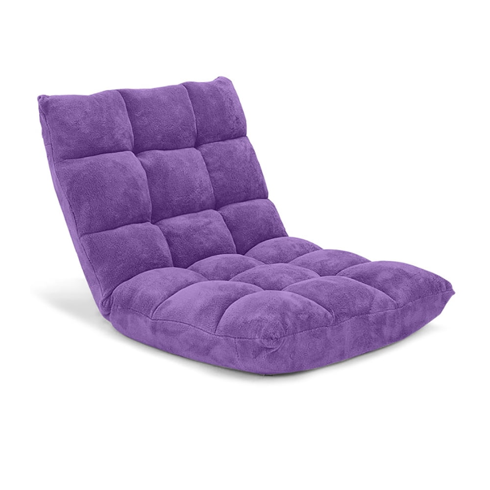 Canddidliike Adjustable 14-position Cushioned Floor Chair-Purple, Comfy Foldable Cushion, Long-Term Durability, Multi-Position Adjustable, Perfect for Living Room or Bedroom,