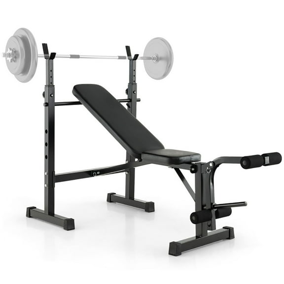 Canddidliike Adjustable Weight Bench and Barbell Rack Set with Weight Plate Post, Multi-Function Dip Station for Full Body Workout Home Gym Strength
