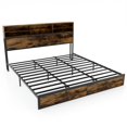 thumbnail image 1 of Canddidliike Bed Frame with Storage Headboard Industrial Metal Platform Bed, King Size, Simple Bed Frame for Bedroom, Brown, 1 of 1
