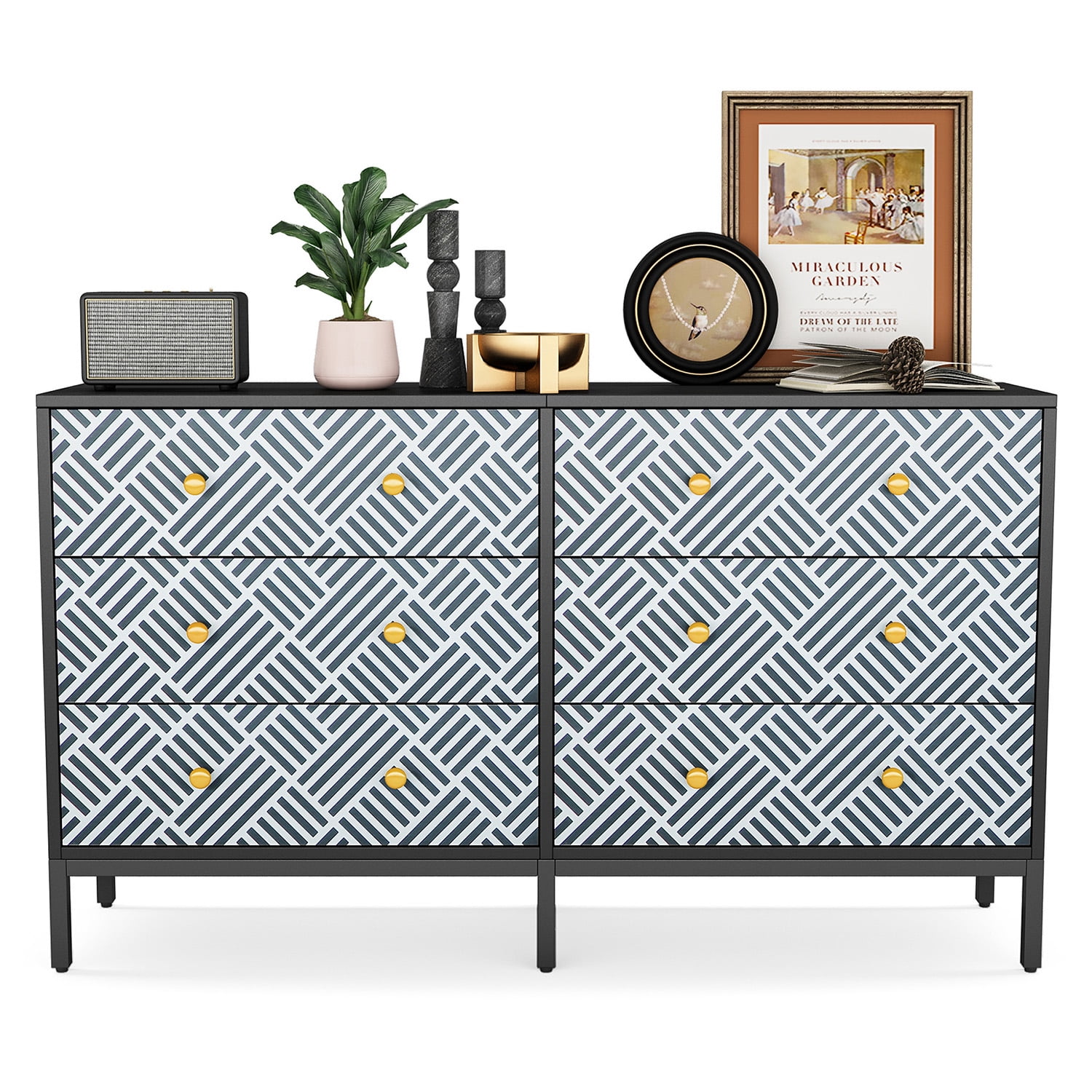 Canddidliike Black Dresser for Bedroom with Deep 6 Drawer, Modern Wood Nursery Dresser Chests of Drawers Canddidliike Black Dresser for Bedroom with Deep 6 Drawer, Modern Wood Nursery Dresser Chests of Drawers