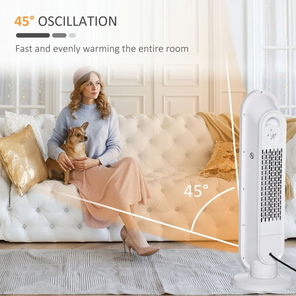 Canddidliike Ceramic Space Heater, Indoor Tower Heater with 45 Degree Oscillation, Remote Control, Tip-Over and Overheating Protection, 1500W Heater, Black