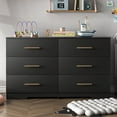 thumbnail image 1 of Canddidliike Chest of Drawer Dressers Table, 6 Drawer Double Dresser with Golden Handle, Black Storage Cabinet for Indoor as Bedroom, Living Room, Black, 1 of 8