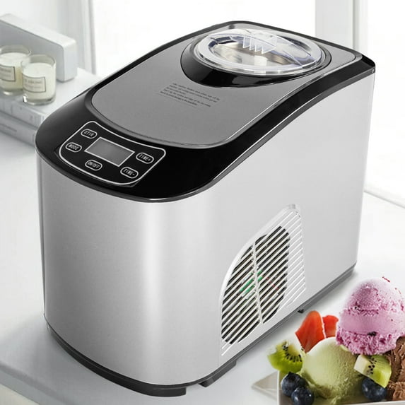Canddidliike Compressor Ice Cream Maker with Ice Cream Scoop, LCD Display Screen, 1.4 Quart