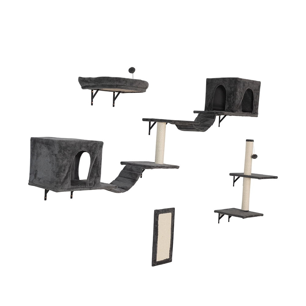 Canddidliike Dark Grey Cat Tree System - Wall Mounted - 2 Condos, 2 ...