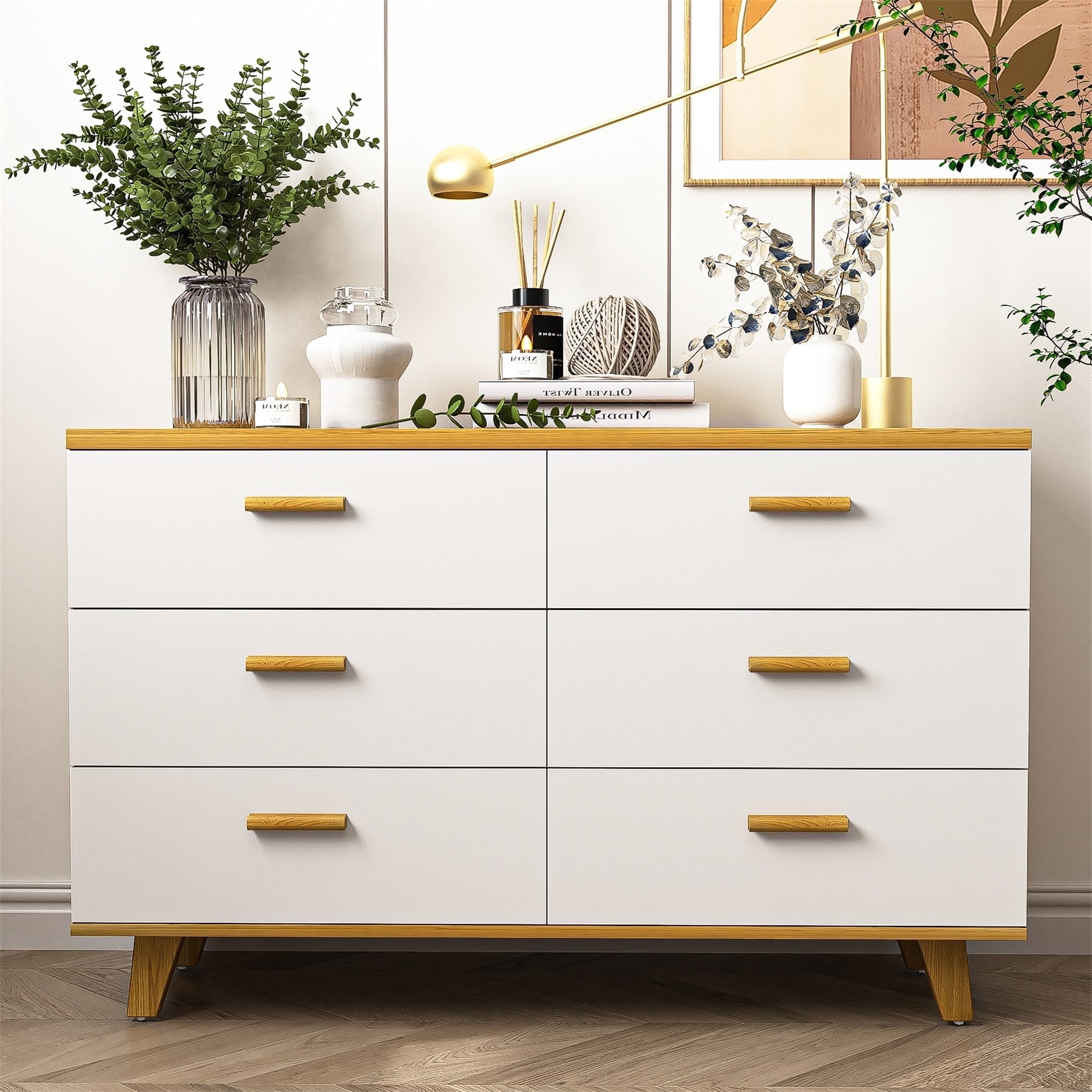 Canddidliike Dresser for Bedroom 6 Drawers Dresser Chest of Drawer Bedroom Furniture, White Dresser Canddidliike Dresser for Bedroom 6 Drawers Dresser Chest of Drawer Bedroom Furniture, White Dresser