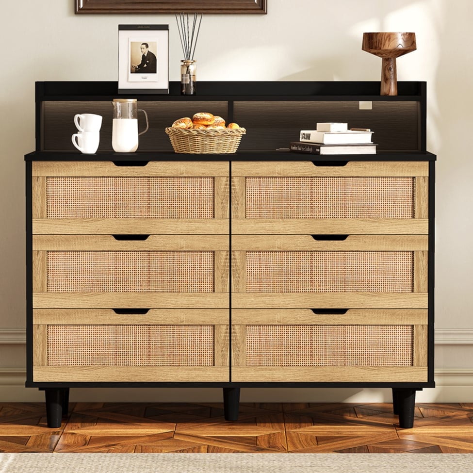 Canddidliike Dresser for Bedroom with 6 Drawers, Wood Wide Storage Tower Organizer Unit for Closet, Clothes, Black Canddidliike Dresser for Bedroom with 6 Drawers, Wood Wide Storage Tower Organizer Unit for Closet, Clothes, Black