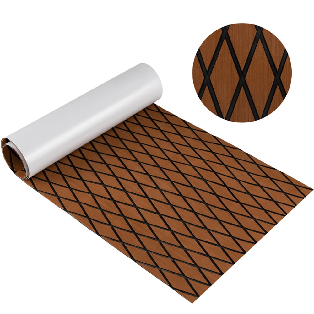 Canddidliike EVA Foam Boat Decking Sheet with Diamond Shape for Boat Surfboard-Brown, Marine Mat Non-Slip Self-Adhesive Flooring Sheet for Motorboat Kayak Surfboard Garden Flooring Swimming Pools