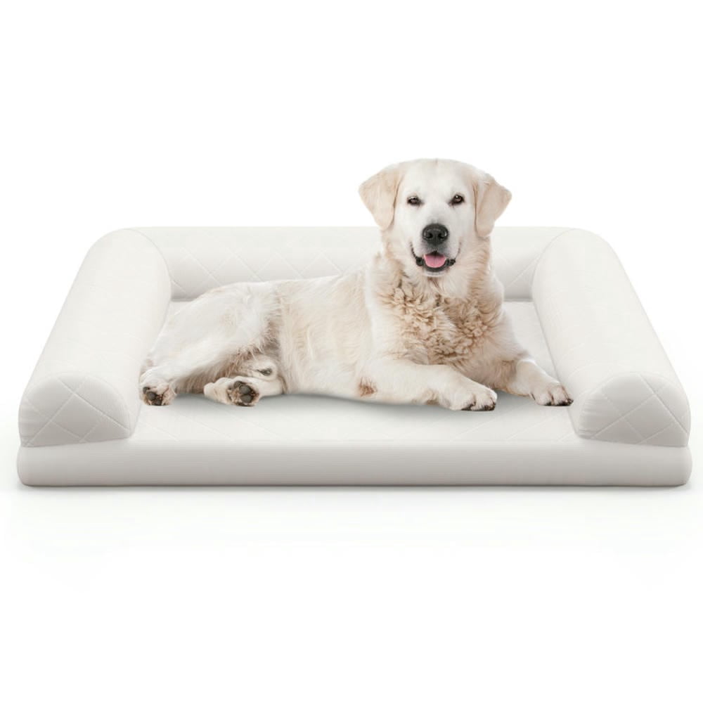 Canddidliike Egg-Foam Dog Crate Bed with 3-Side Bolster and Removable ... - Machine Washable Flat Dog Crate Bed