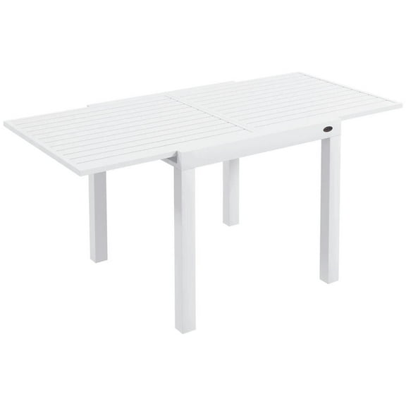 Canddidliike Expandable Patio Table, Dining Table for 4-6 with Aluminum Frame for Outdoor as Garden, Lawn, Balcony Terrace, White