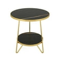 thumbnail image 1 of Canddidliike Faux Marble End Table, 2-Tier Round Sofa Bedside Table with Shelves, End Table for Bedroom, Black Faux Marble & Gold, 1 of 8