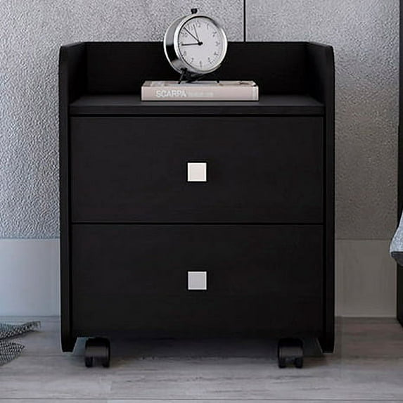 Canddidliike File Storage Cabinet, Two Drawers Mobile Metal Filing Cabinet Night Stand, Superior Top, Black