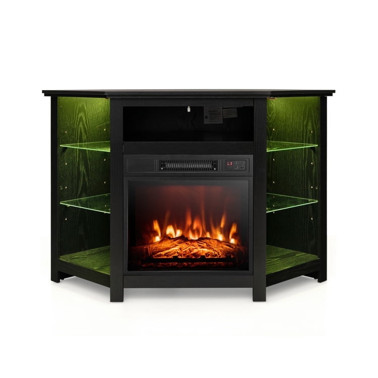 Canddidliike Fireplace Corner TV Stand with LED Lights and Smart APP Control, TV Stand for 50 Inches TV, Cabinet Media Console with Storage for Living Room Bedroom, Black Canddidliike Fireplace Corner TV Stand with LED Lights and Smart APP Control, TV Stand for 50 Inches TV, Cabinet Media Console with Storage for Living Room Bedroom, Black