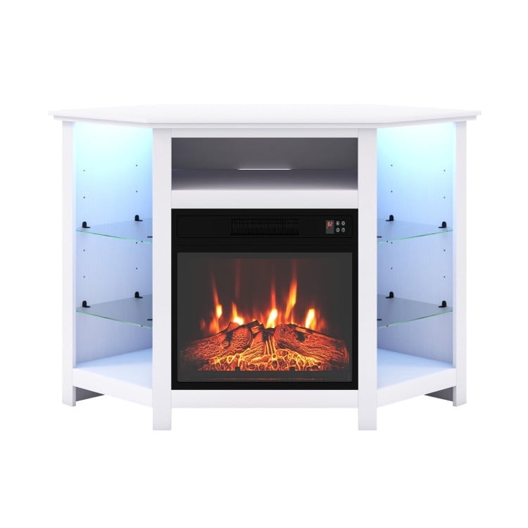 Canddidliike Fireplace Corner TV Stand with LED Lights and Smart APP Control, TV Stand for 50 Inches TV, Cabinet Media Console with Storage for Living Room Bedroom, White Canddidliike Fireplace Corner TV Stand with LED Lights and Smart APP Control, TV Stand for 50 Inches TV, Cabinet Media Console with Storage for Living Room Bedroom, White