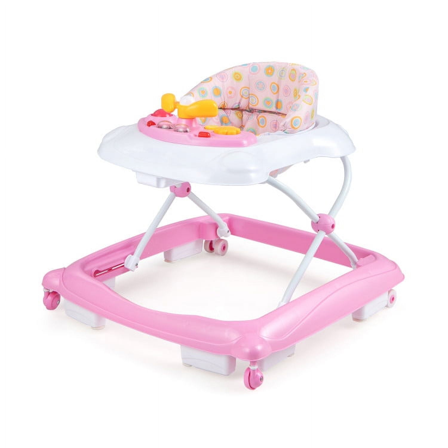 Canddidliike Foldable Baby Walker with 3 Adjustable Heights and Padded Seat-Pink, Baby Walkers for Boys Girls Babies Canddidliike Foldable Baby Walker with 3 Adjustable Heights and Padded Seat-Pink, Baby Walkers for Boys Girls Babies
